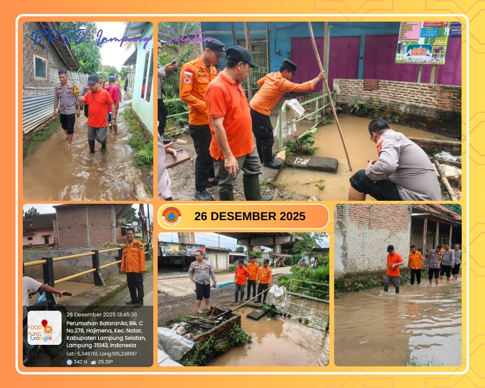 Plt Kalaksa BPBD Lamsel Turun Langsung Pantau Penanganan Banjir Di Natar